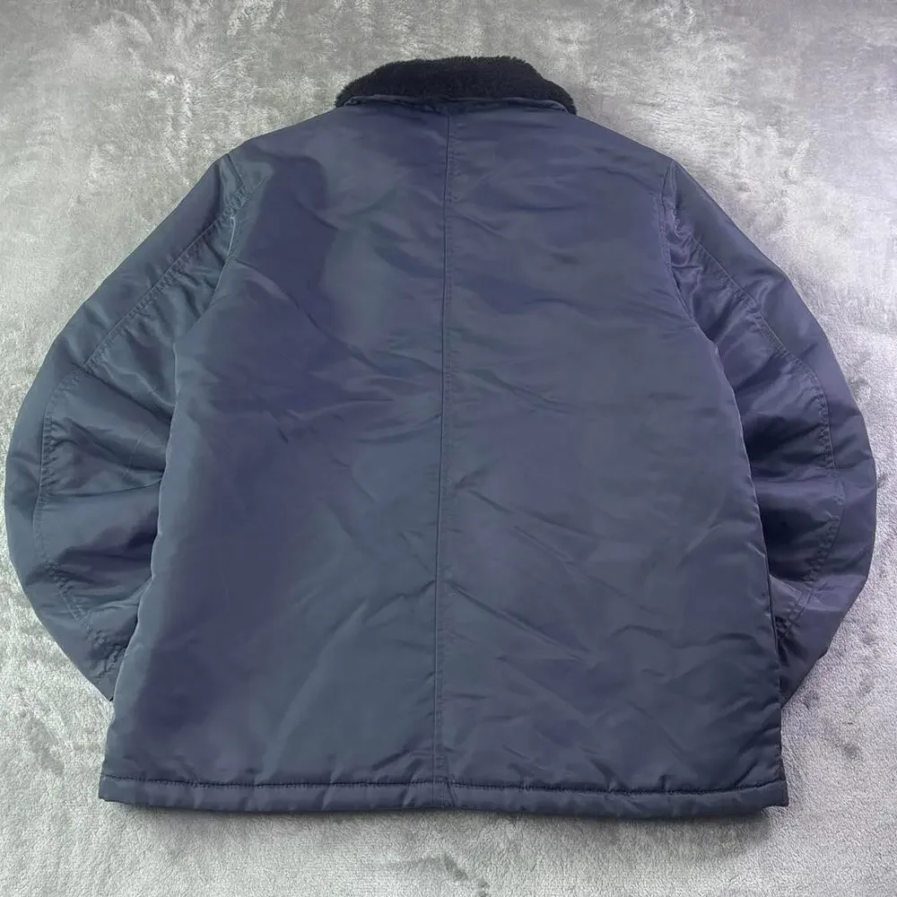 Vintage Polo Ralph Lauren Polo Jeans Co Jacket Mens L Navy Fur Collar Puffer Y2K